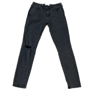Sonoma Black Gray Distressed Ripped Holes Skinny Jeans Street Edgy Punk Sz 8L